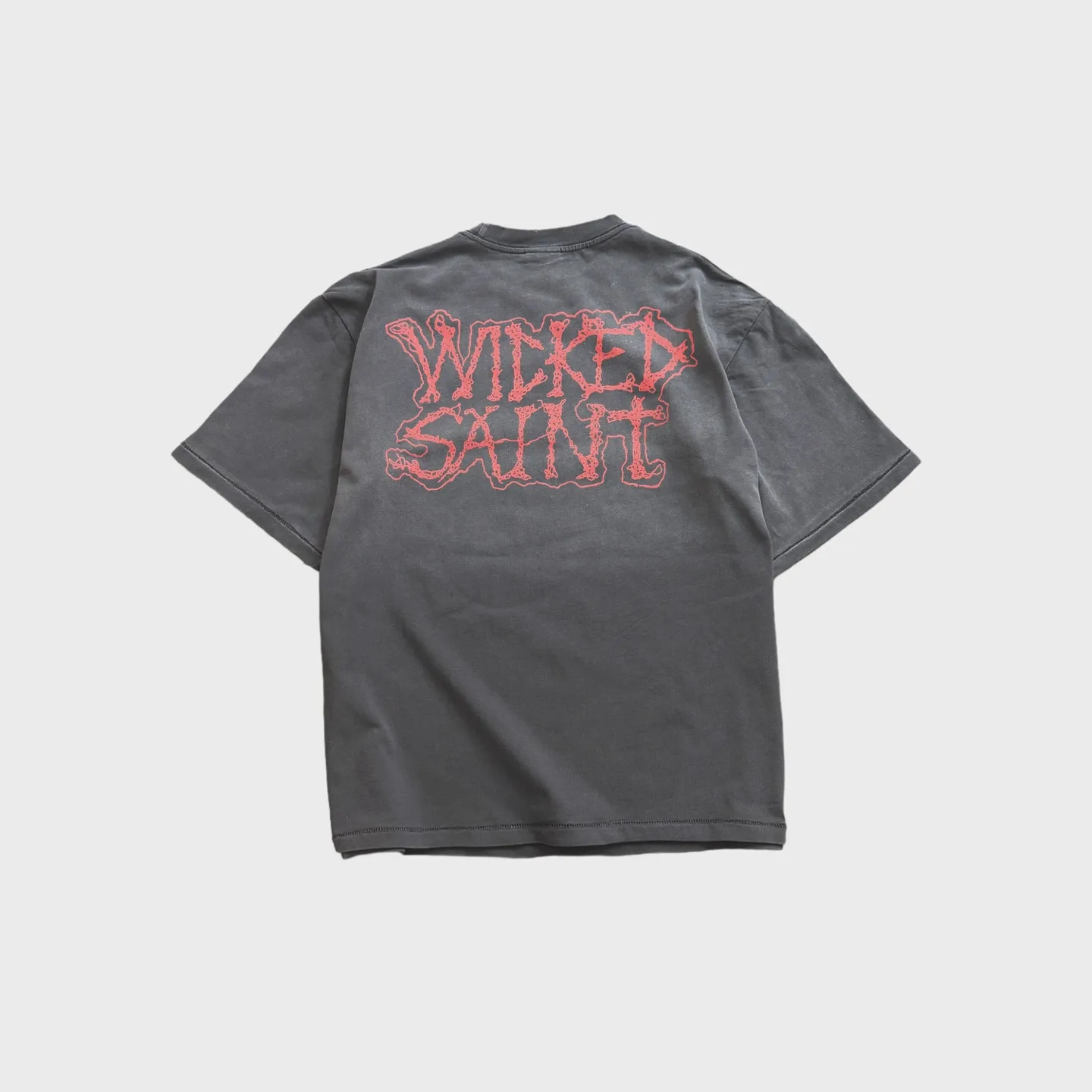❥8028#P146 Saint Mxxxxxx bat skull new style, made of double yarn cotton batik fabric, 290 grams, comfortable and breathable to wear. Full of street feel, loose fit. Craftsmanship: holes + direct printing + graffiti + spray coding, batik and wash. Size: (S-M-L-XL) Color: Washed Black